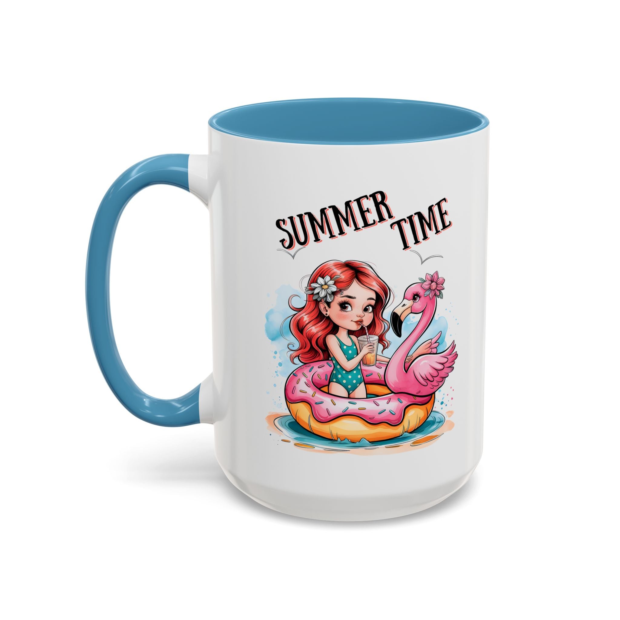 Summer Time Accent Coffee Mug - 11oz & 15oz funny cute girl floating