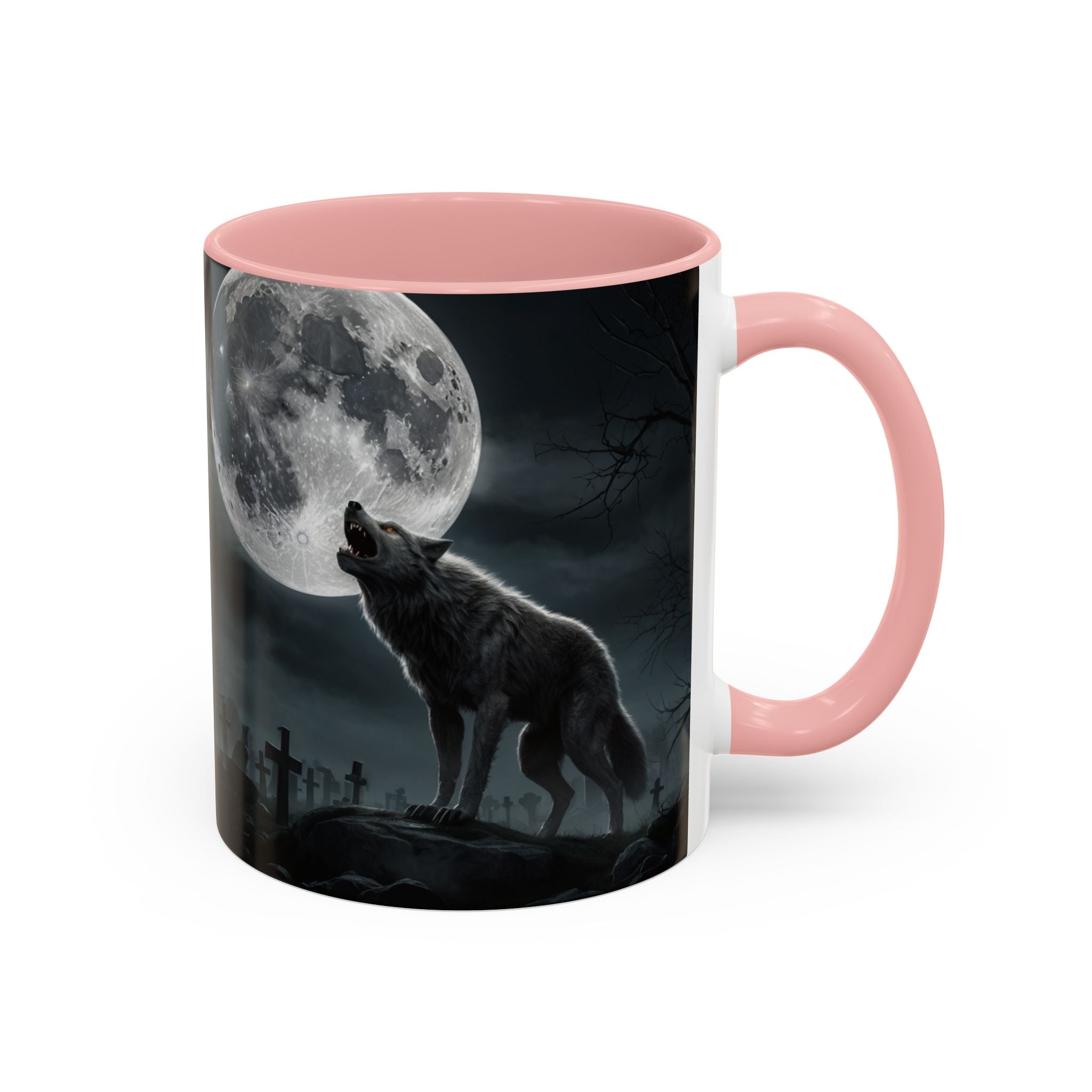 Howling Wolf Moon Coffee Mug – Gothic Graveyard Accent Mug (11/15oz) fantasy