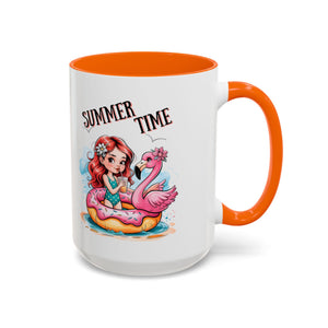 Summer Time Accent Coffee Mug - 11oz & 15oz funny cute girl floating
