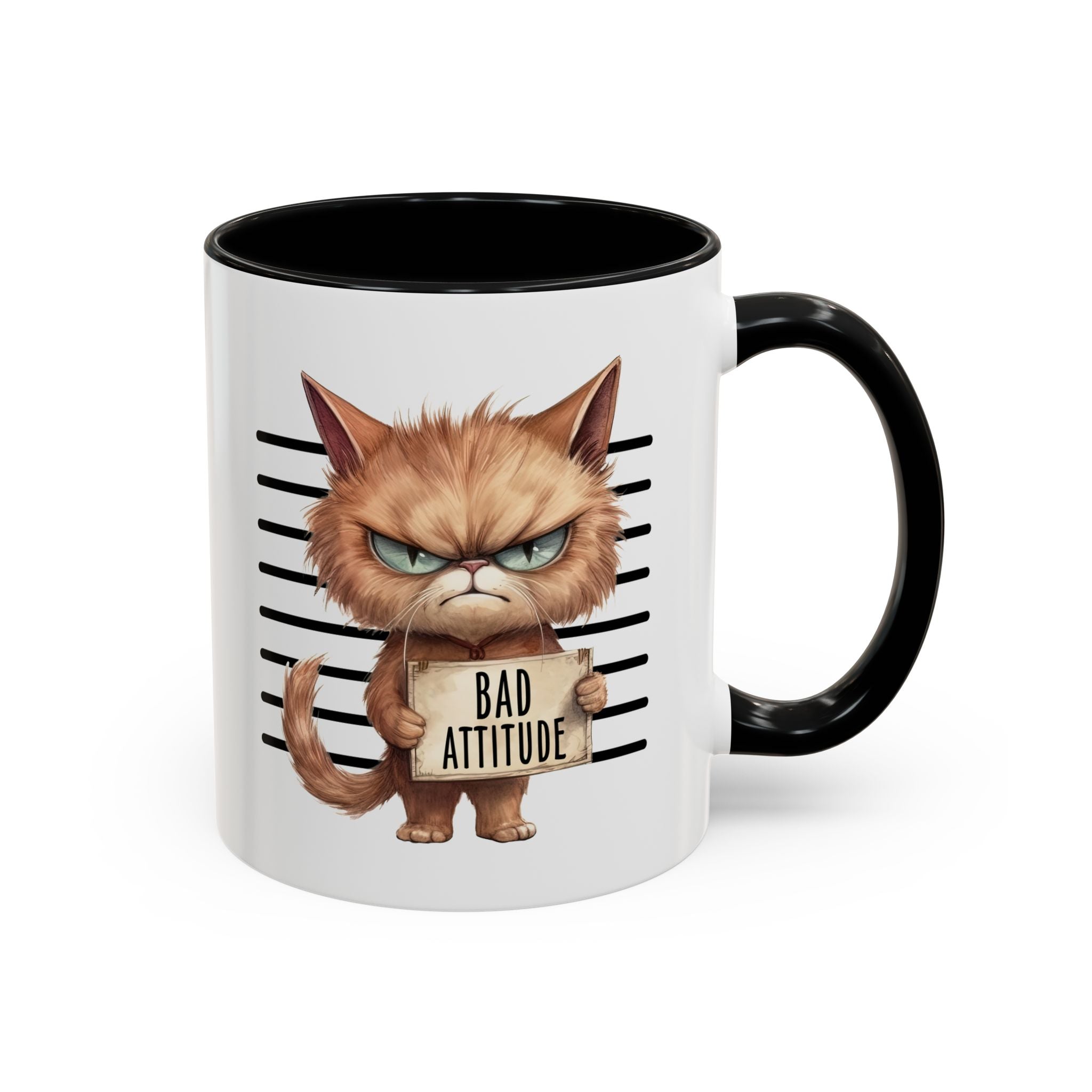 Funny cat bad attitude Accent Coffee Mug, 11oz animal lover gift