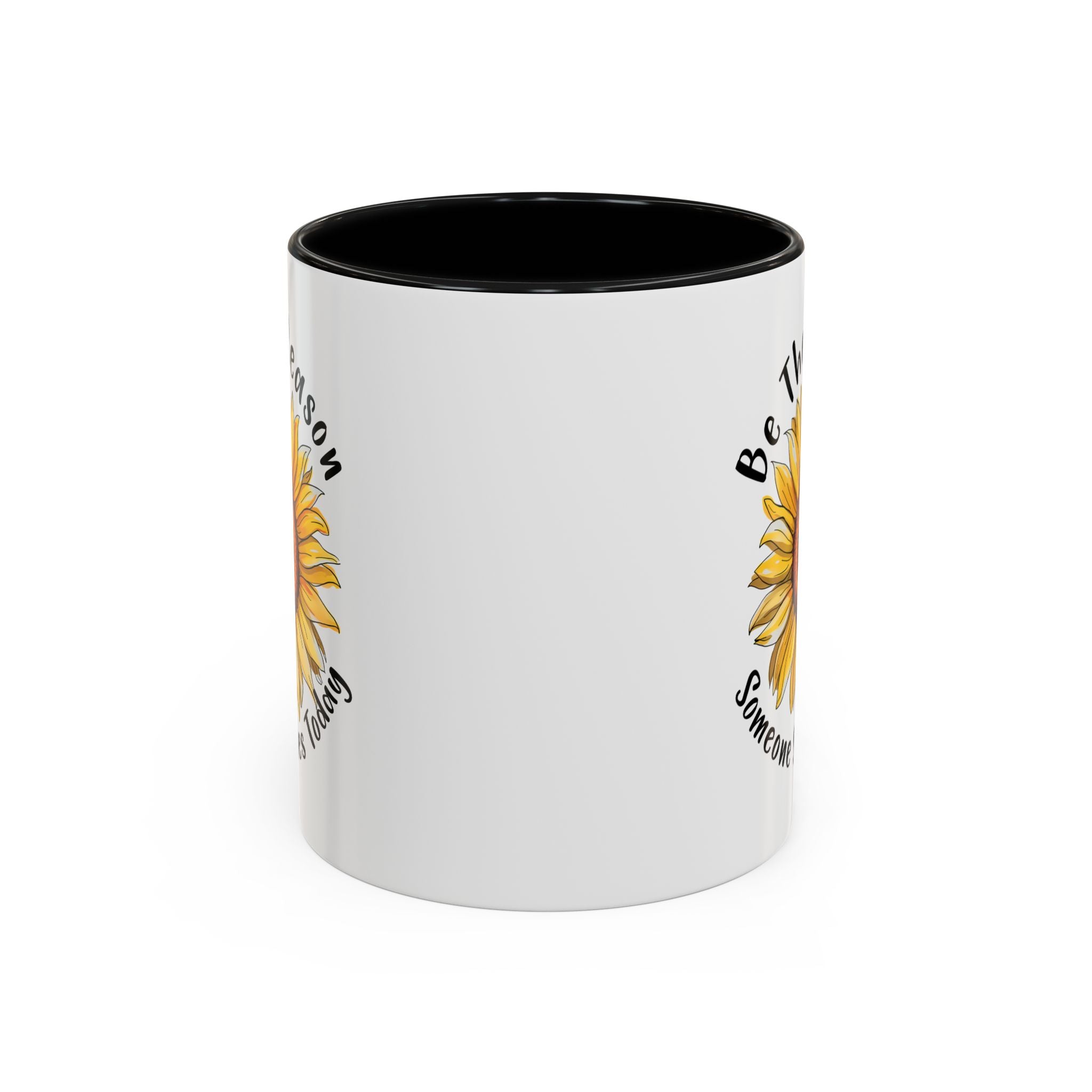 Sunflower Smile Accent Coffee Mug - Cheerful Gift for Friends, Inspirational Mug, 11oz/15oz, Daily Motivation, Brighten Someone's Day