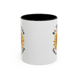 Sunflower Smile Accent Coffee Mug - Cheerful Gift for Friends, Inspirational Mug, 11oz/15oz, Daily Motivation, Brighten Someone's Day