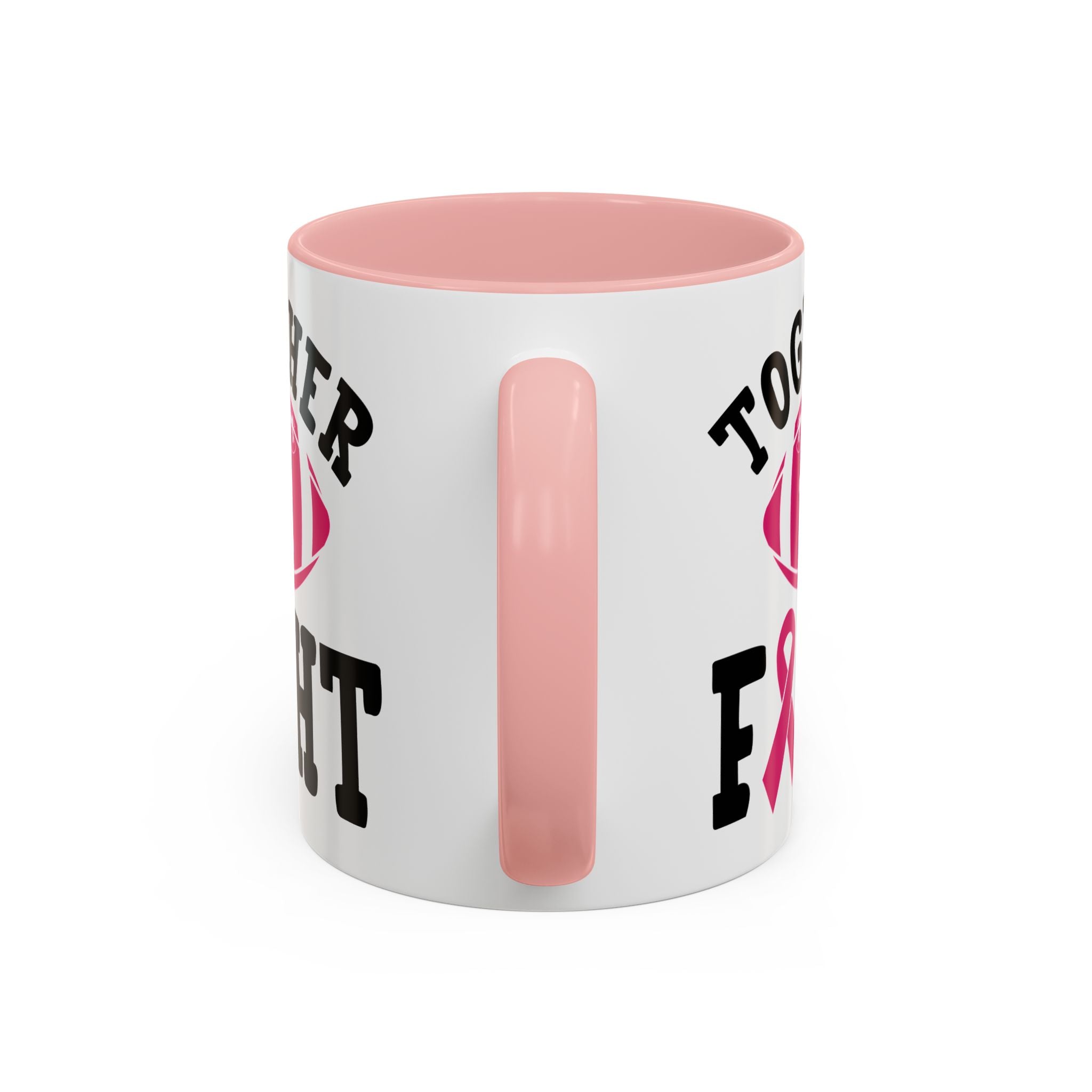 Together We Fight Pink Ribbon Coffee Mug, Support Breast Cancer Awareness, Gift for Survivors, Football Lovers, Empowerment