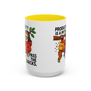 Funny Sloth Coffee Mug, Humor Mug Gift, Productivity Myth Mug, Cute Sloth Cup, Quirky Office Mug