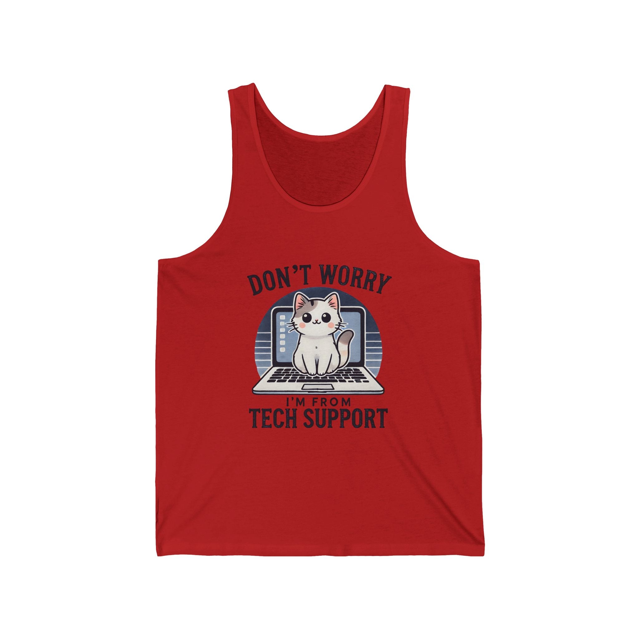Funny Cat Tech Support Unisex Jersey Tank