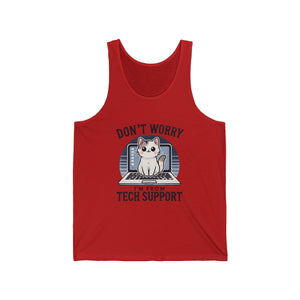 Funny Cat Tech Support Unisex Jersey Tank