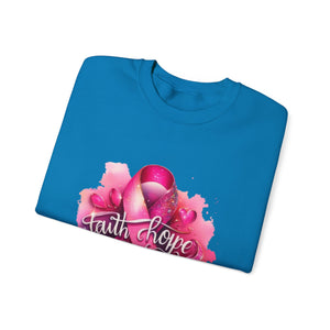 Breast Cancer Awareness Sweatshirt, Faith Hope Love Crewneck, Comfort Fashion, Supportive Gift for Her, Pink Ribbon Apparel