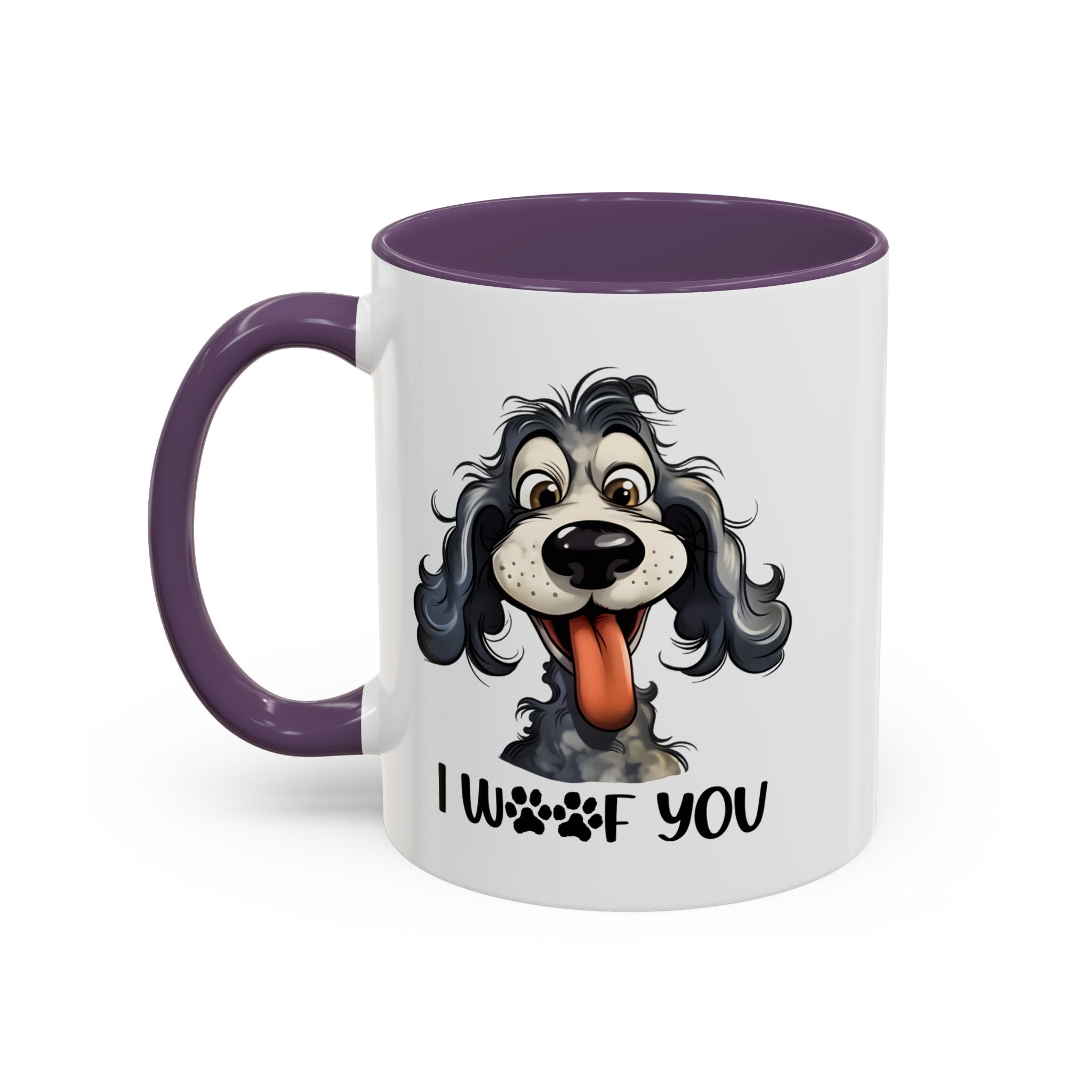 Dog Lover's Accent Coffee Mug - I Woof You, Pet Gift, Animal Lover Cup, Dog Mom Mug, Cute Dog Design, Fun Coffee Cup