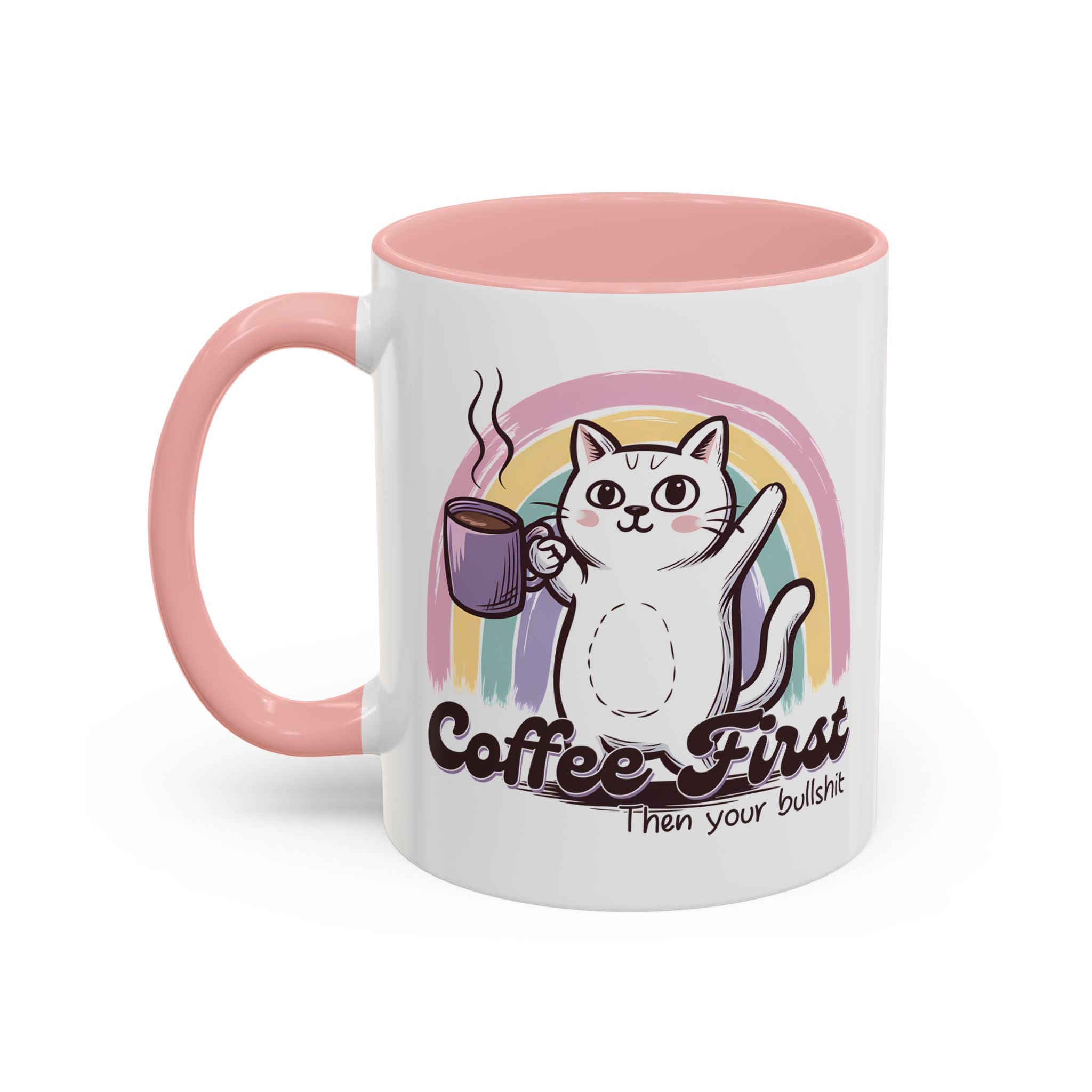 Coffee First Cat Mug - Humorous 11 & 15oz Accent Coffee Cup for Cat Lovers sarcasm
