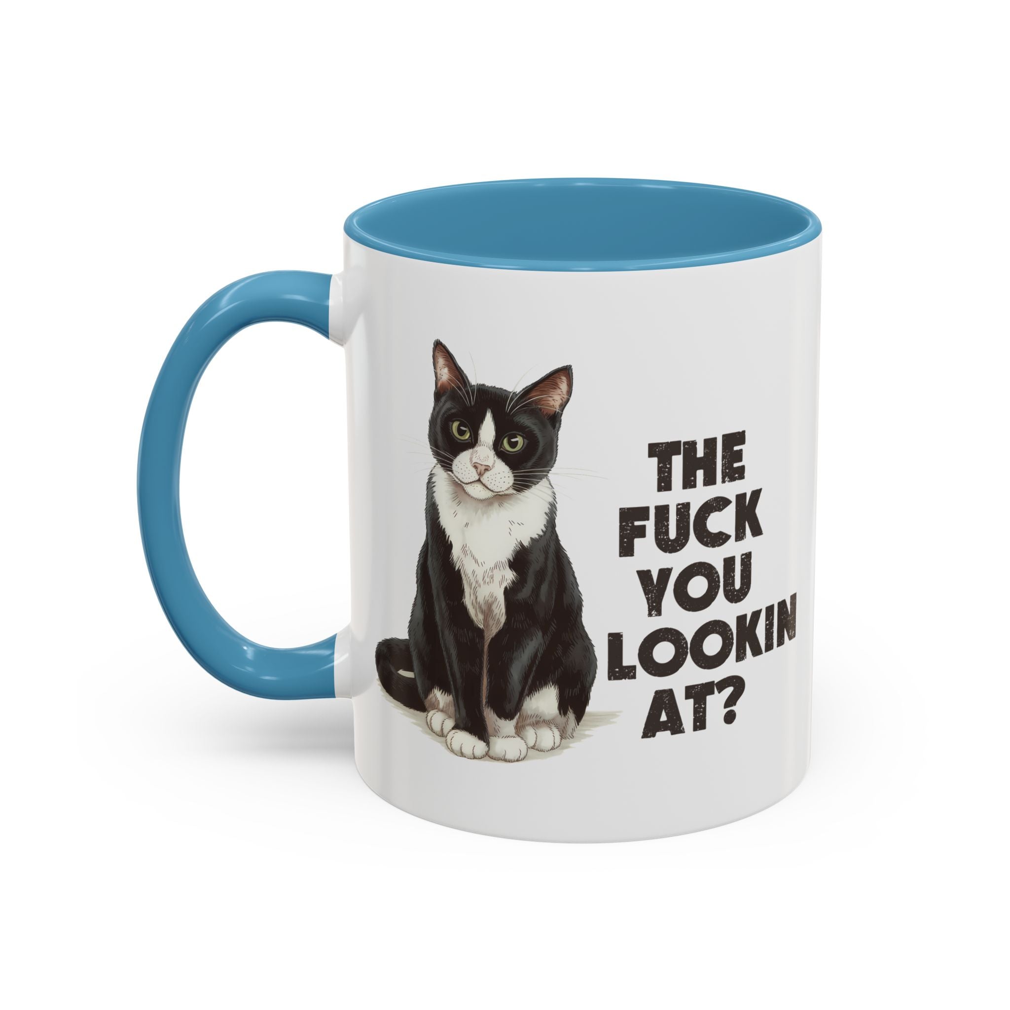 Humorous Cat Accent Coffee Mug - "What You Lookin' At?" 11/15oz attitude and sarcasm