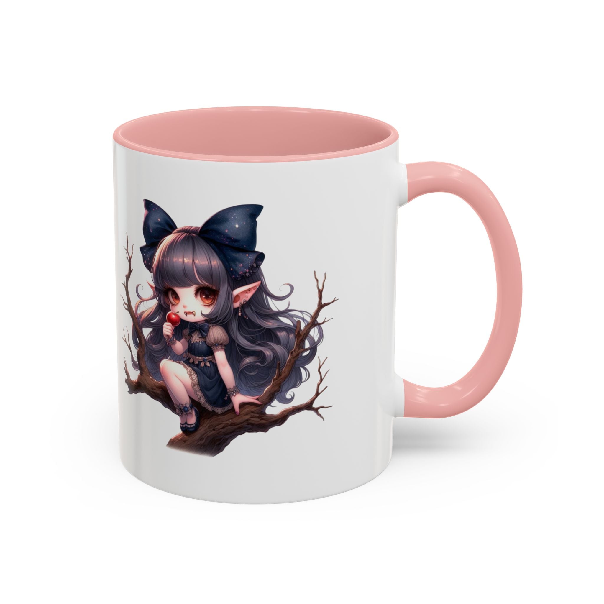 gothic vampire girl in tree horror art Accent Coffee Mug (11, 15oz) png16