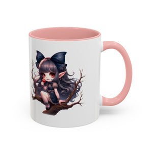 gothic vampire girl in tree horror art Accent Coffee Mug (11, 15oz) png16