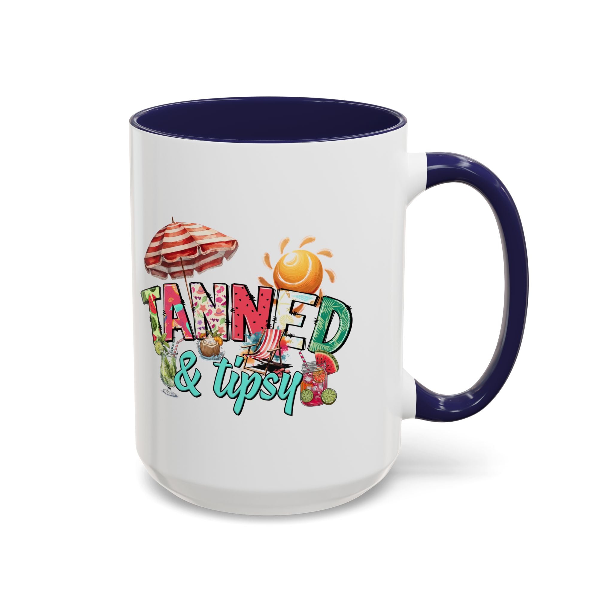 Tanned & Tipsy Accent Coffee Mug - Perfect for Summer Vibes & Beach Lovers party