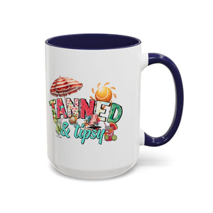 Tanned & Tipsy Accent Coffee Mug - Perfect for Summer Vibes & Beach Lovers party