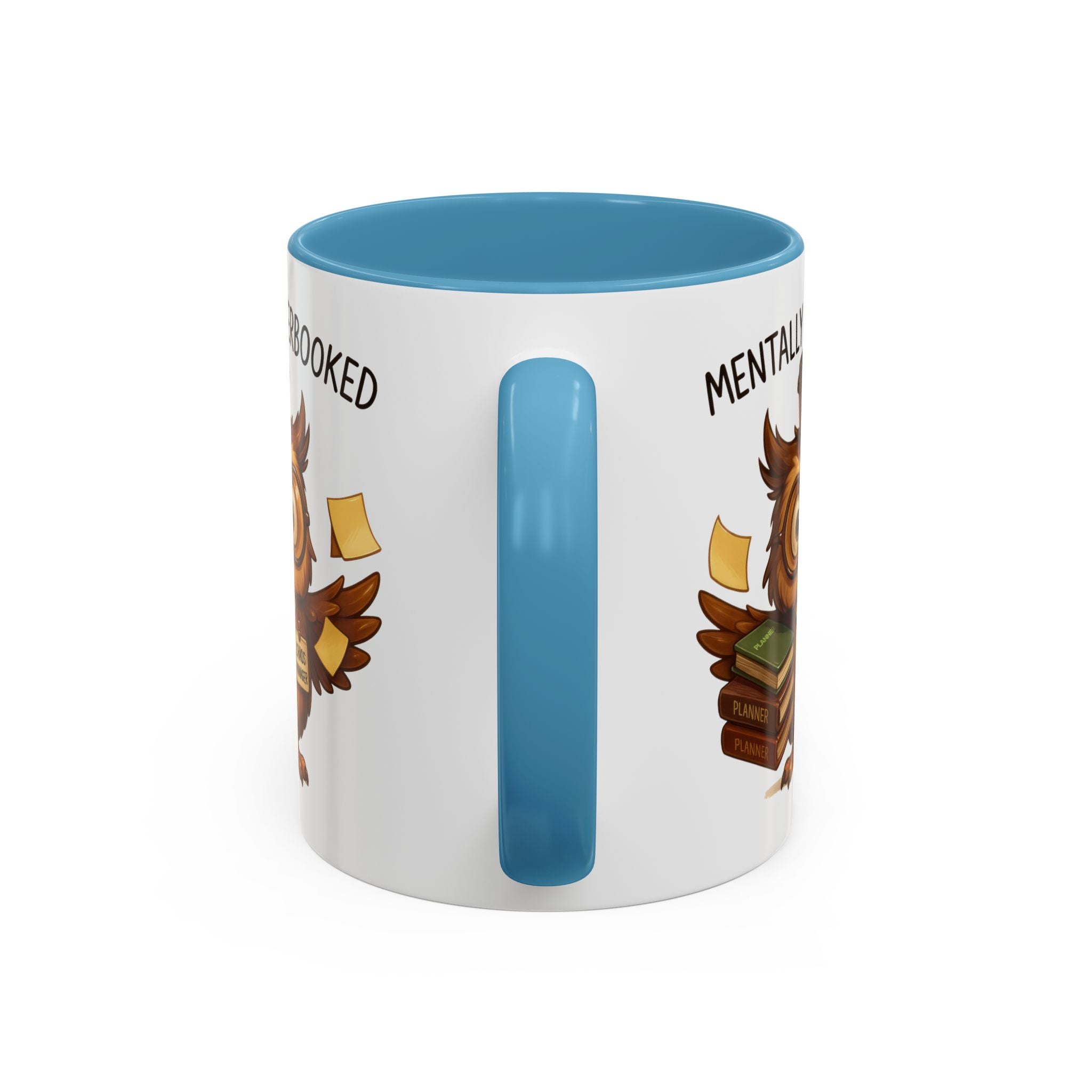 Cute Owl Coffee Mug | Mentally Overbooked Mug | Gifts for Book Lovers, Teacher Gifts, Office Decor, Funny Coffee Cup