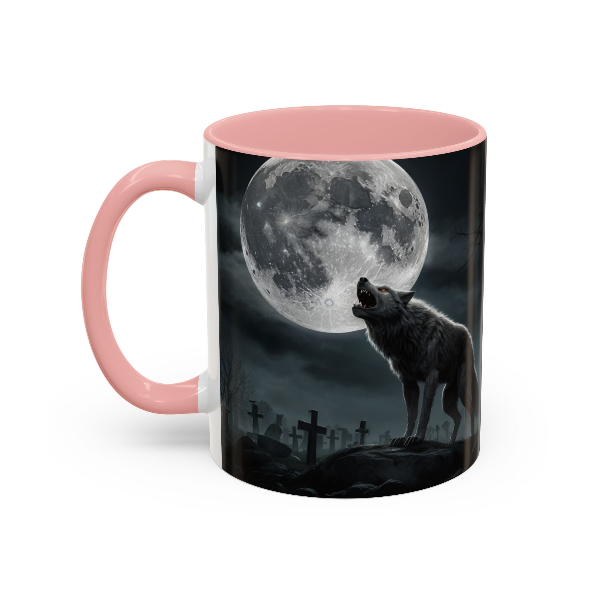 Howling Wolf Moon Coffee Mug – Gothic Graveyard Accent Mug (11/15oz) fantasy
