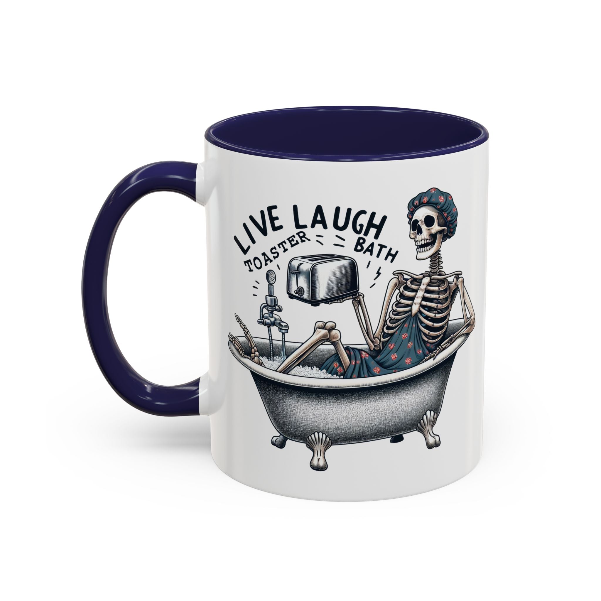 Skeleton Bath Time Coffee Mug, Live Laugh Roast & Relax Skeleton Mug, Funny Gift for Halloween, Quirky Kitchen Decor, Unique Coffee Cup