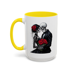 Romantic Skeleton Coffee Mug, Skull Love Mug, Gothic Gift, Halloween Decor, Couple Mug, Unique Coffee Cup