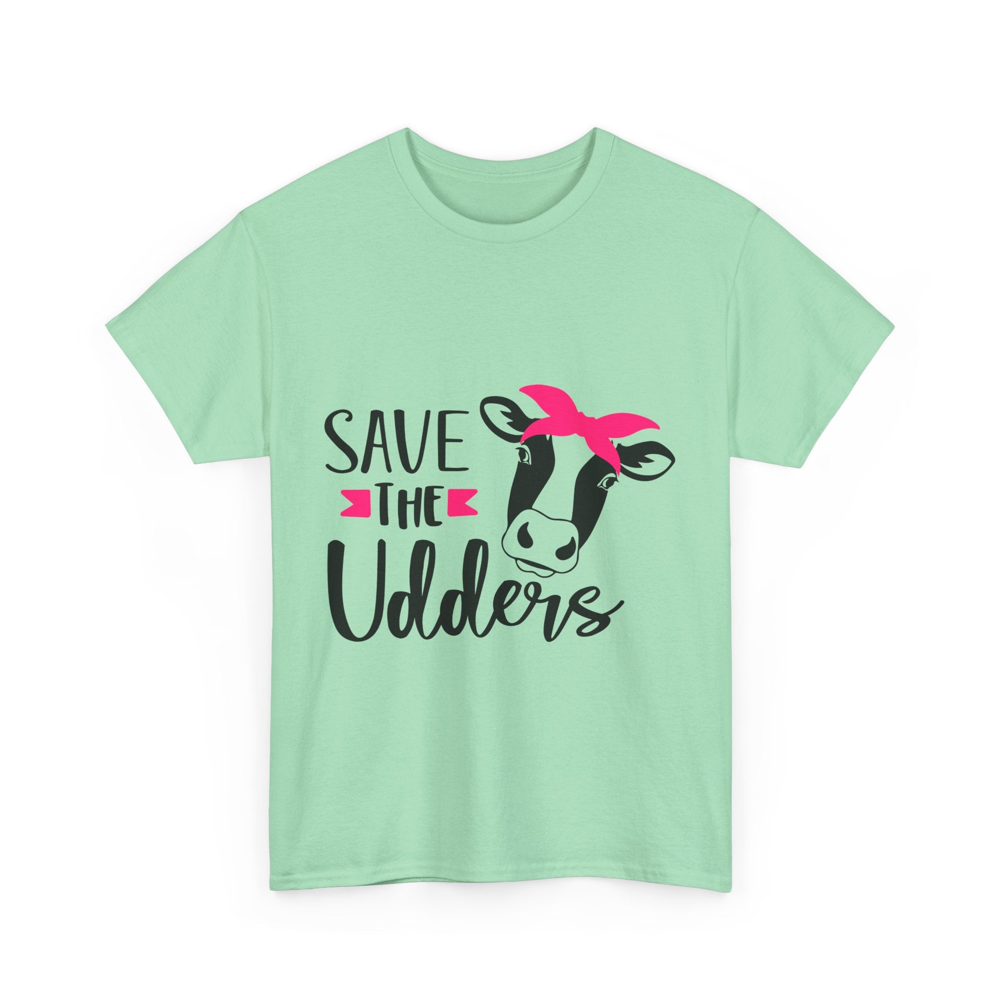 cancer awareness Save the Udders Unisex Heavy Cotton Tee, Fun Cow Tee,  Animal Lover Gift, Casual Tee, Eco-Friendly Apparel