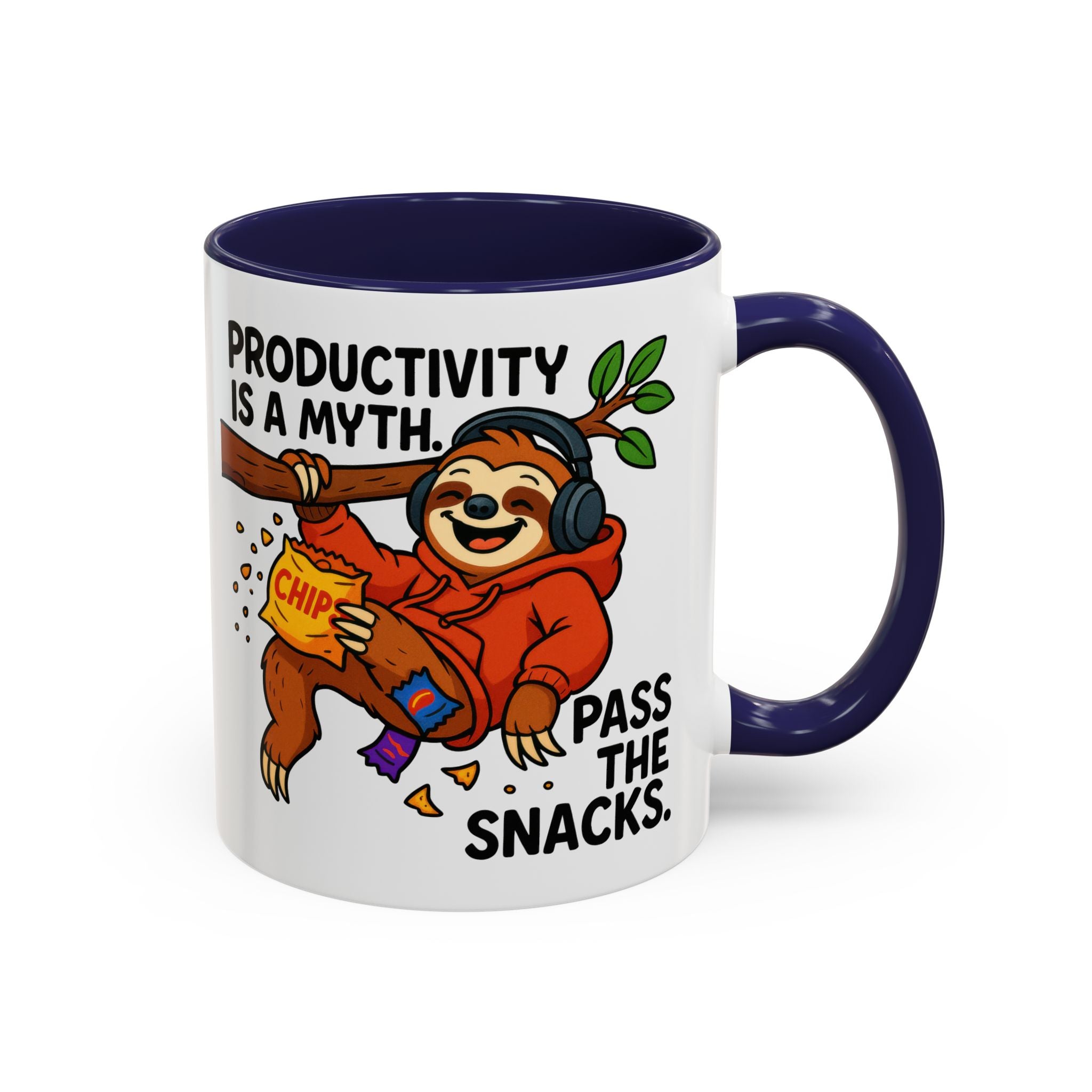 Funny Sloth Coffee Mug, Humor Mug Gift, Productivity Myth Mug, Cute Sloth Cup, Quirky Office Mug