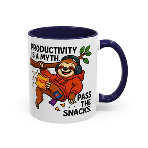 Funny Sloth Coffee Mug, Humor Mug Gift, Productivity Myth Mug, Cute Sloth Cup, Quirky Office Mug