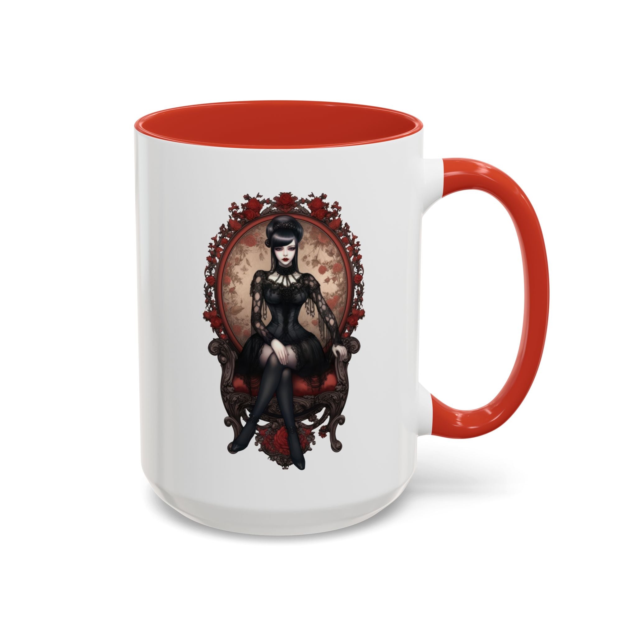 Gothic Elegance Coffee Mug - Unique Black Accent Mug for Witchy Vibes, Perfect Gift for Halloween, Goth Decor, Coffee Lovers, & Spooky