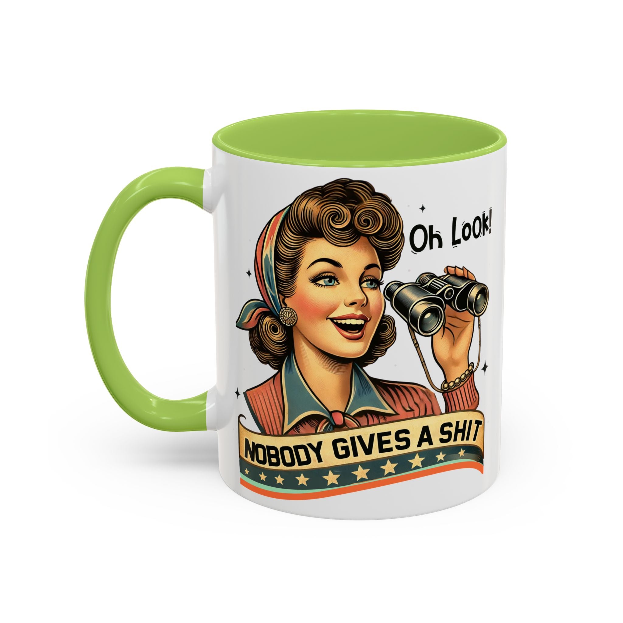 Nobody Gives a Shit Retro Coffee Mug — Funny Vintage Pin-Up Accent Mug (11/15oz)