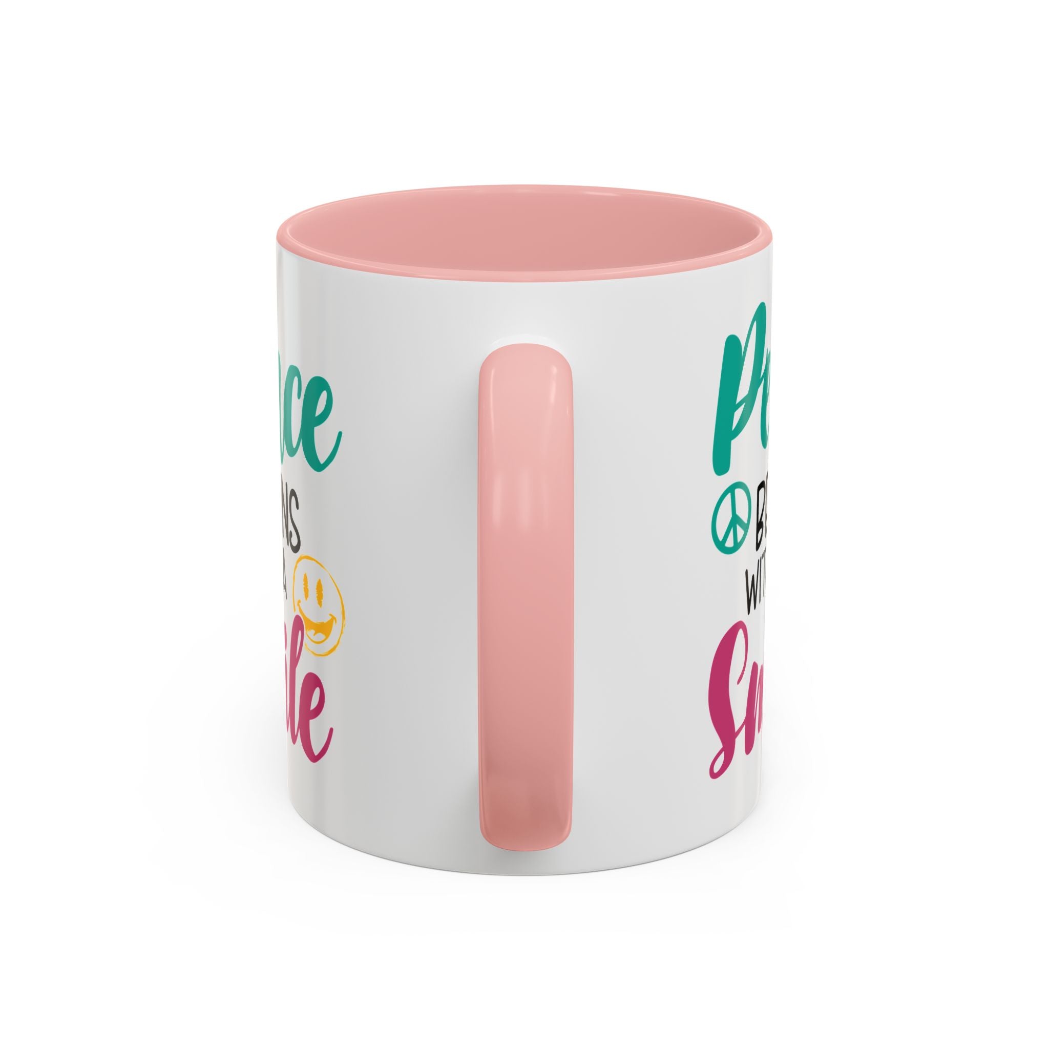 Inspirational Peace Coffee Mug - "Peace Begins with a Smile" - 11oz & 15oz