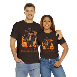 Halloween t shirt pumpkin western style shootout funny fall fun scary stocking stuffer for whole family  cotton tee