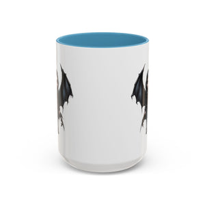 Gothic vampire girl with bat wings horror art Accent Coffee Mug (11, 15oz) vamp18