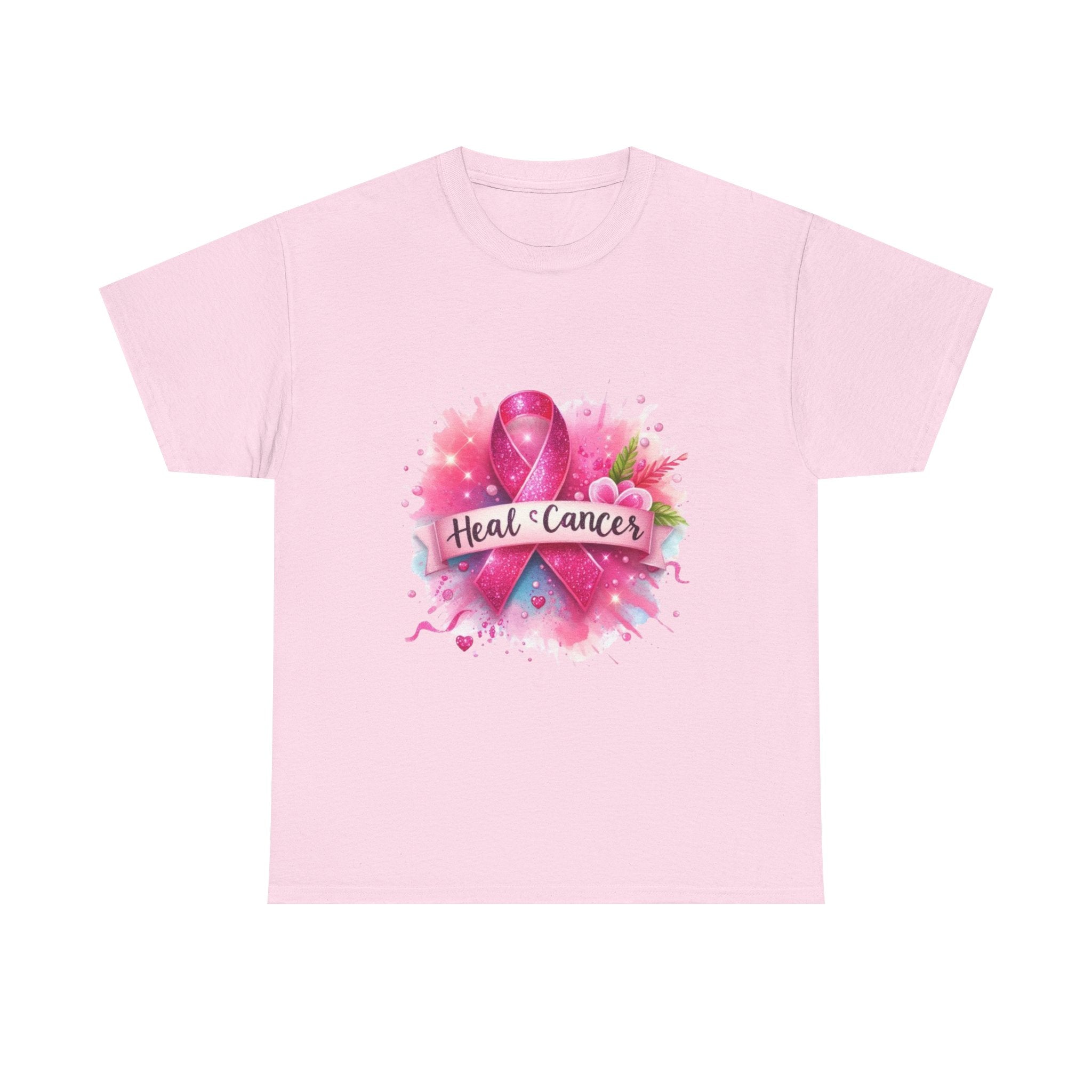 Breast Cancer Awareness Tee, Heal Cancer Cotton Shirt, Unisex Supportive T-Shirt, Gift for Survivor, Pink Ribbon Shirt