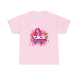 Breast Cancer Awareness Tee, Heal Cancer Cotton Shirt, Unisex Supportive T-Shirt, Gift for Survivor, Pink Ribbon Shirt
