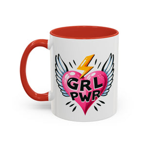 Empowering Heart Coffee Mug | Inspirational Gift for Women, GRL PWR Mug, Cute Kitchen Decor, Unique Friendship Gift, Motivational Coffee Cup