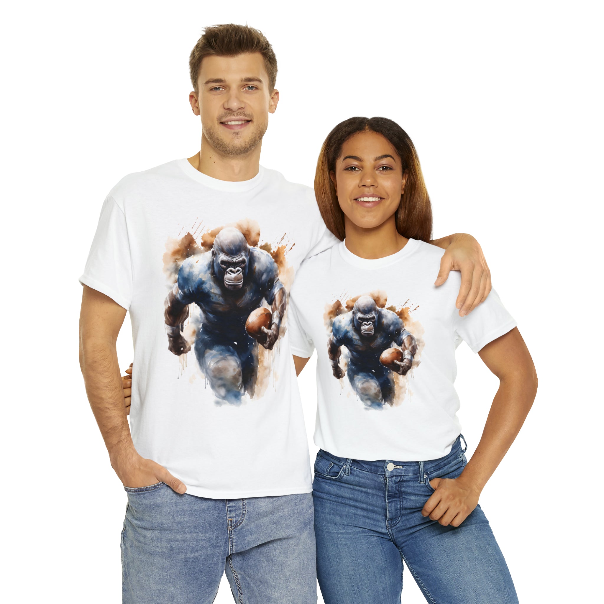 funny Football gorilla t shirt gift Unisex Heavy Cotton Tee