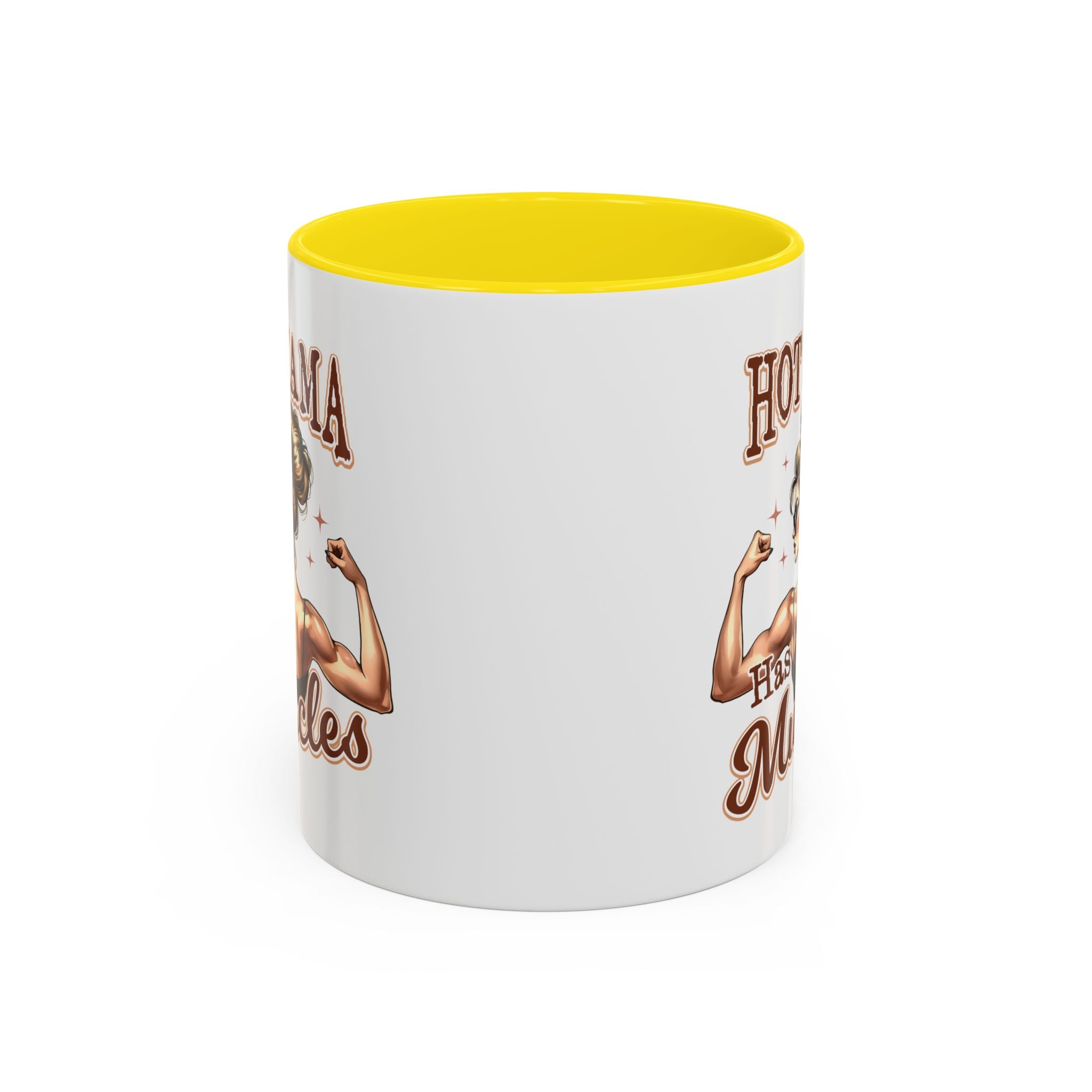 Hot Mama Has Muscles Coffee Mug - Fun & Motivational 11/15oz Accent Mug for Fitness Lovers