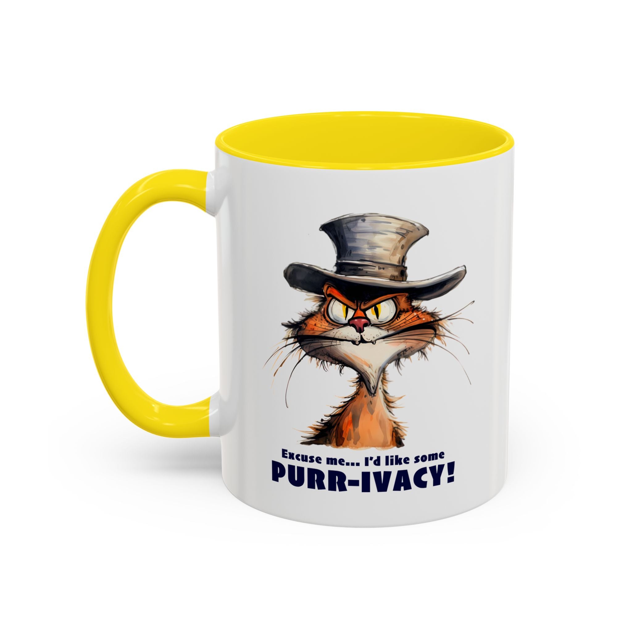 Funny Cat Coffee Mug - Purr-ivacy & Puppy Humor, Gifts for Cat Lovers, Home Office Accessories, Birthday, Pet Owner Mug