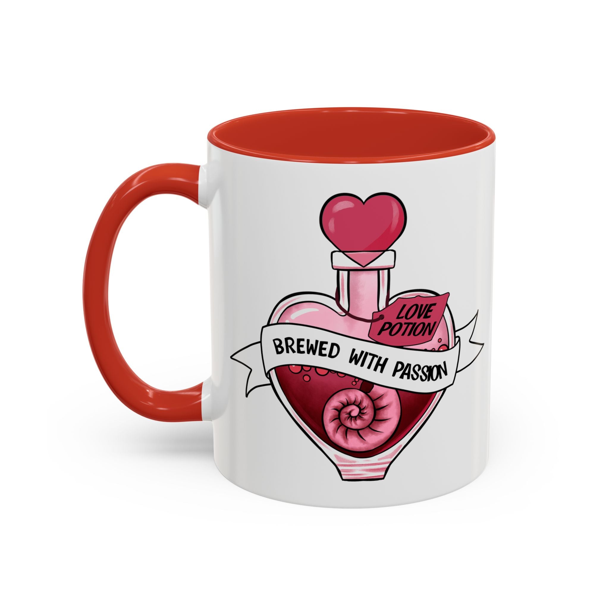 Coffee Mug - 'Brewed With Passion' Love Potion Accent Mug (11/15oz) anti valentine