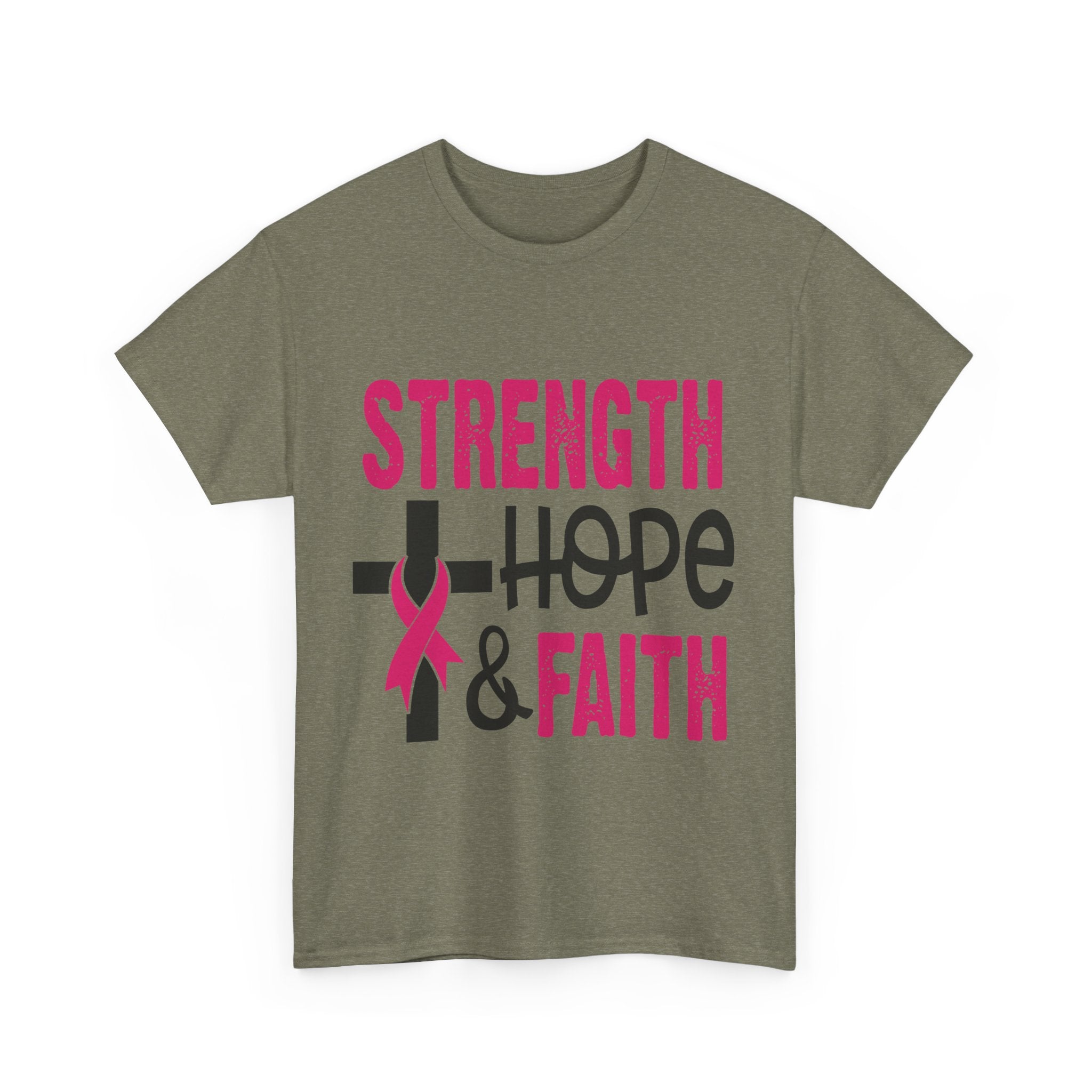 Unisex Cotton Tee - Strength, Hope & Faith, Inspirational Shirt, Breast Cancer Awareness Tee, Faith-Based Apparel, Motivational Gift
