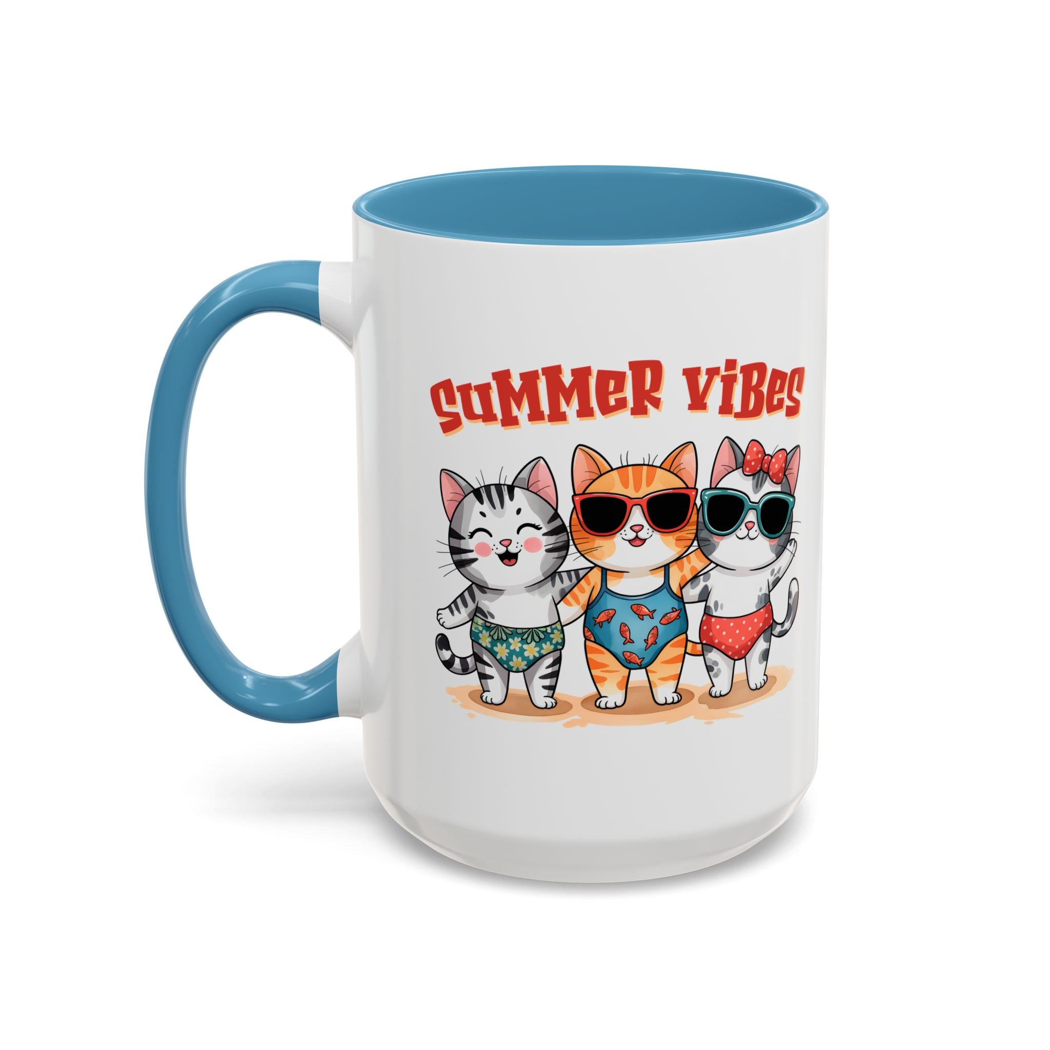Summer Vibes Cat Coffee Mug - Fun Accent Mug for Cat Lovers