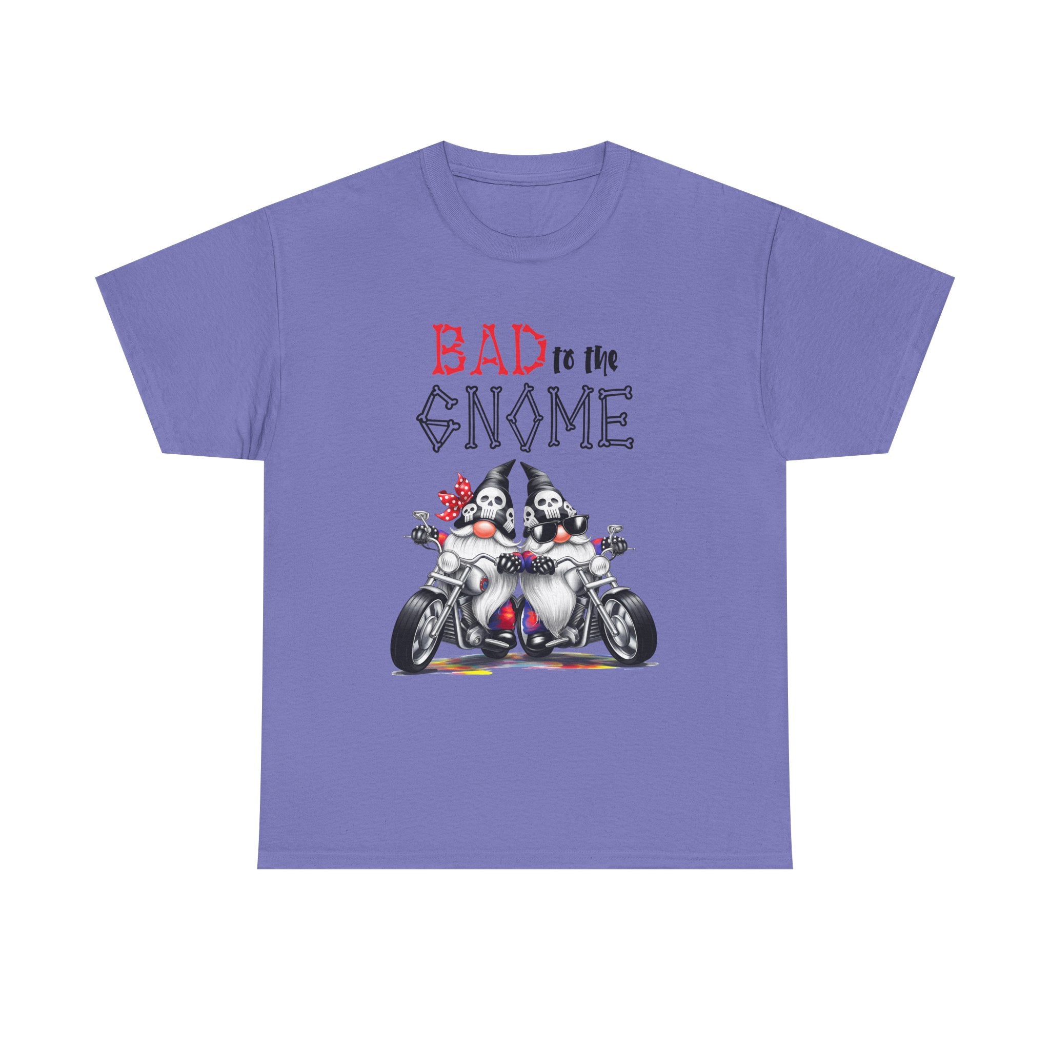 Bad to the Gnome Unisex Heavy Cotton Tee - Fun and Whimsical Biker Shirt