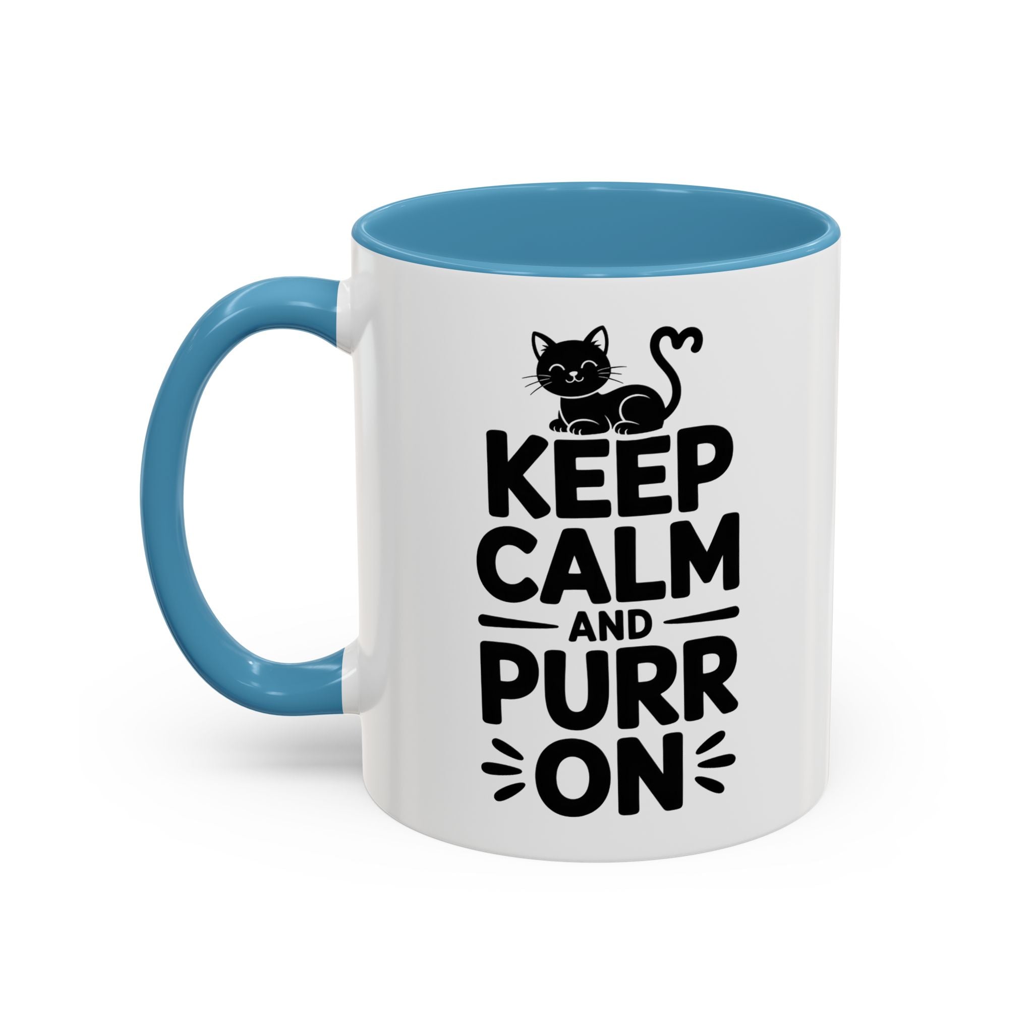 cat Keep Calm and Purr On Coffee Mug animal lover kitten