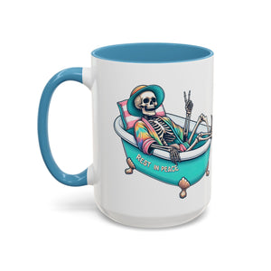 Rest in Peace Skeleton Coffee Mug - Fun Halloween Gift, Unique Home Decor, Hilarious Office Cup, Quirky Birthday Present, Spooky