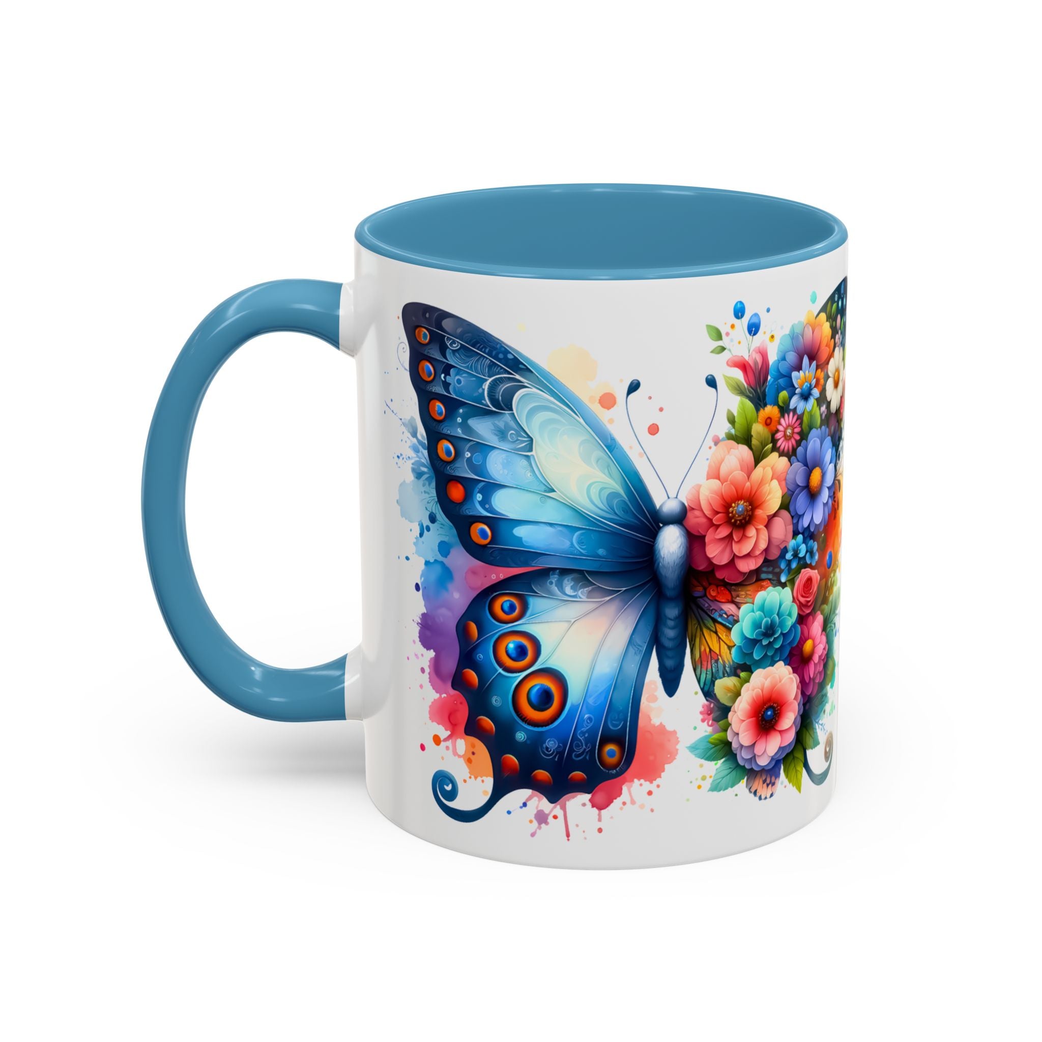 Colorful Floral Butterfly Accent Coffee Mug – Vibrant Artistic 11/15oz nature lover