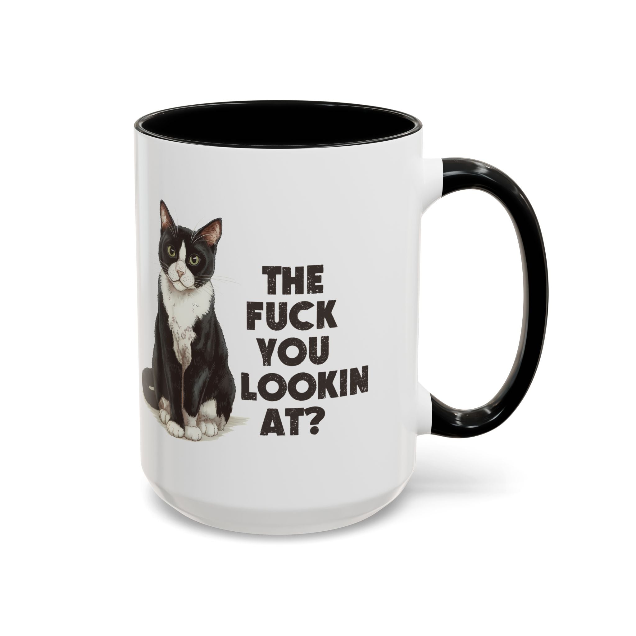Humorous Cat Accent Coffee Mug - "What You Lookin' At?" 11/15oz attitude and sarcasm