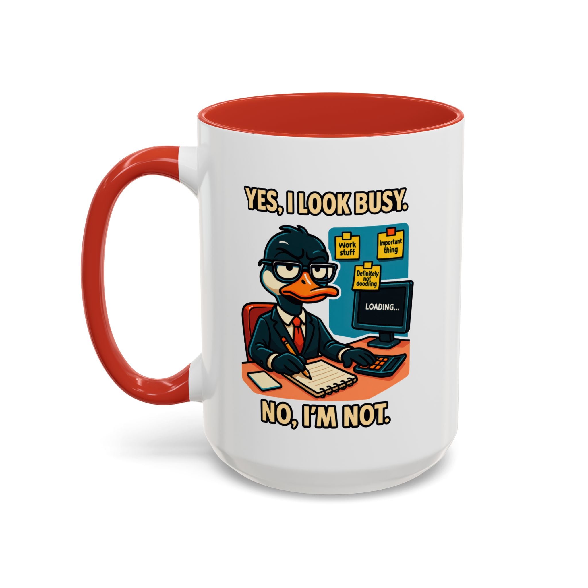 Busy Duck Coffee Mug, Humorous Office Mug, Cute Animal Mug Gift, Quirky Work Mug, Funny Gift for Coworkers