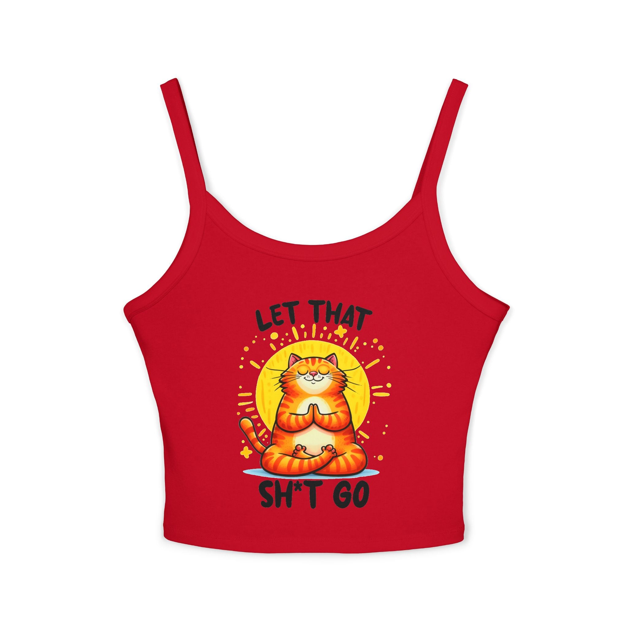 Funny Cat Women's Spaghetti Strap Tank Top - "Let That Sh*t Go" Design