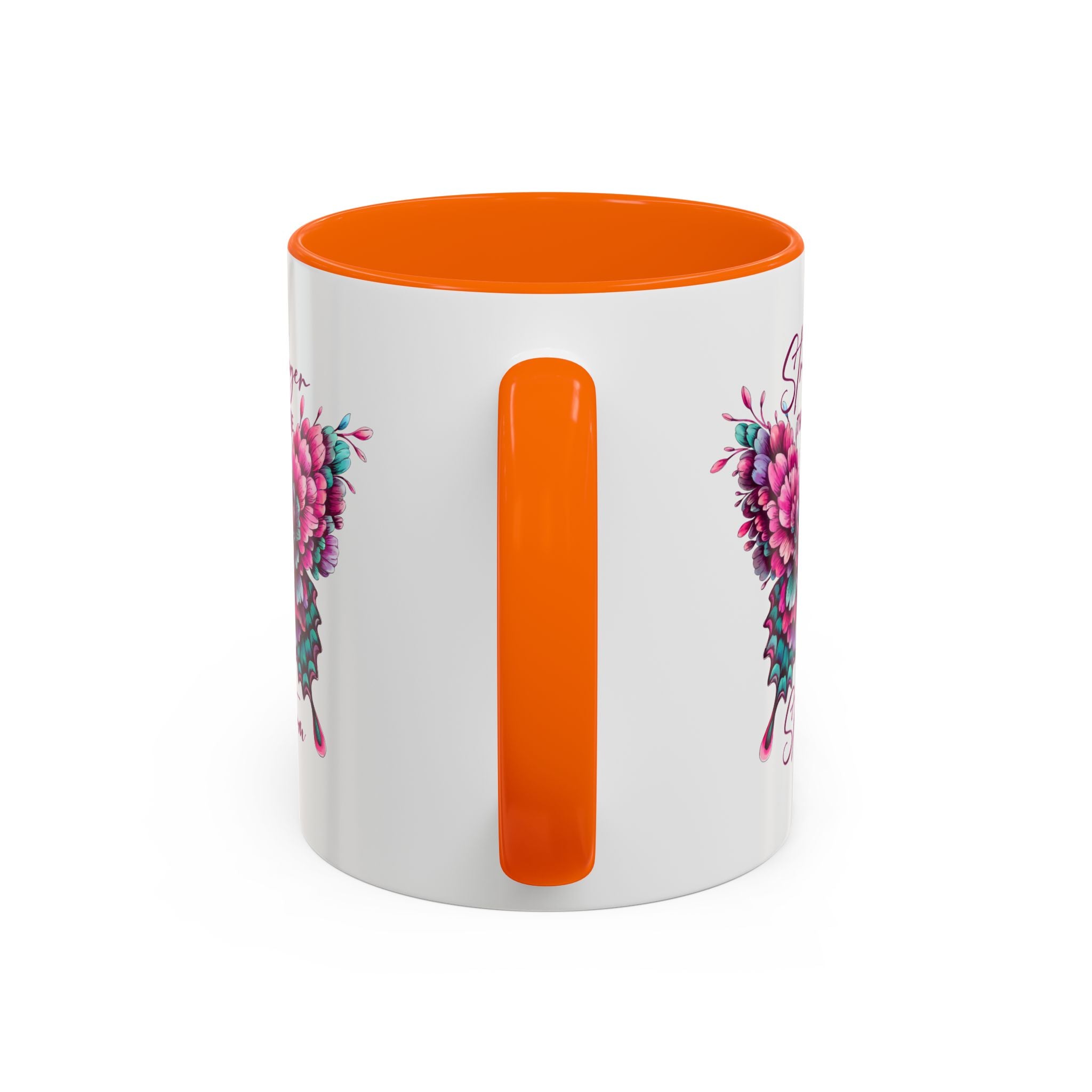 Stronger Than The Storm Accent Coffee Mug - Inspirational Butterfly Design