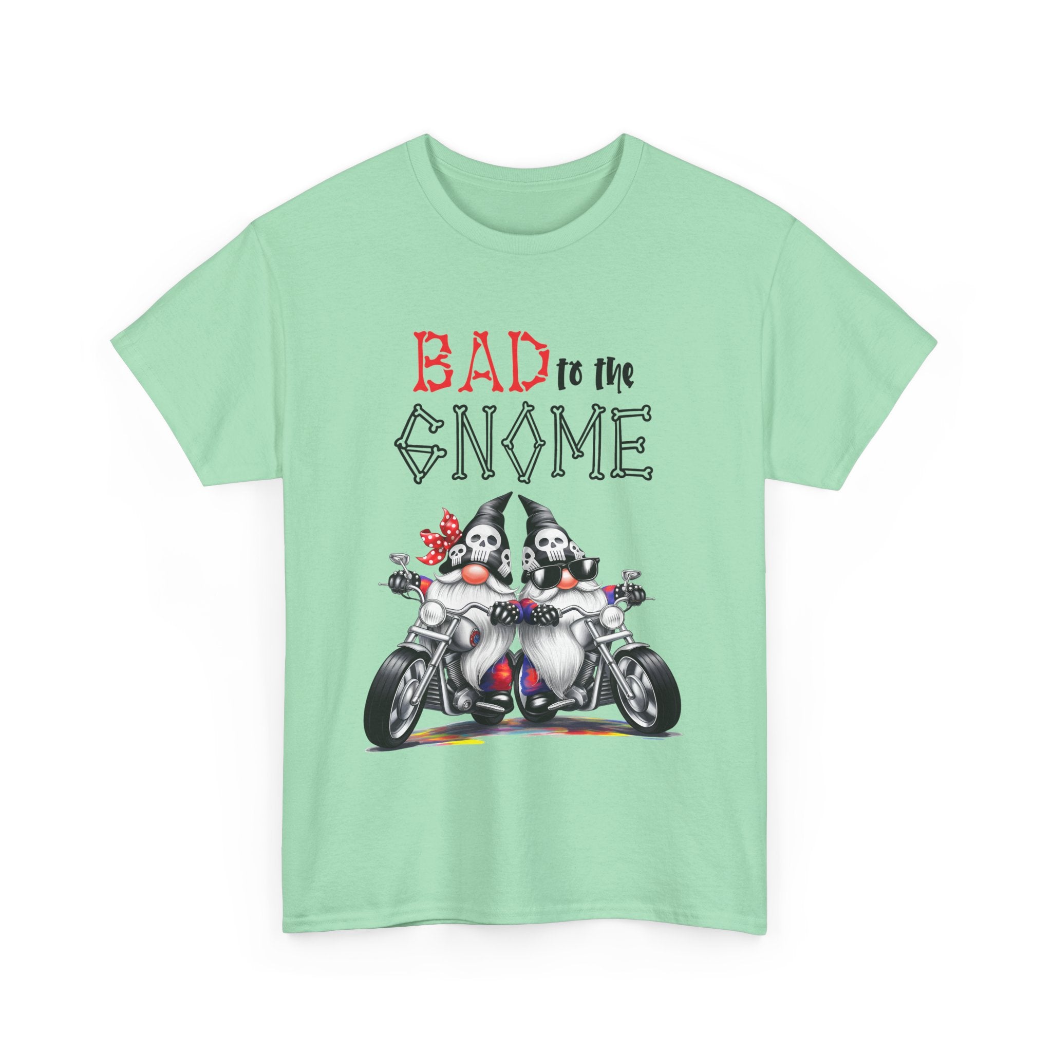 Bad to the Gnome Unisex Heavy Cotton Tee - Fun and Whimsical Biker Shirt