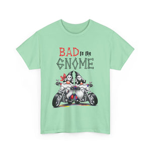 Bad to the Gnome Unisex Heavy Cotton Tee - Fun and Whimsical Biker Shirt