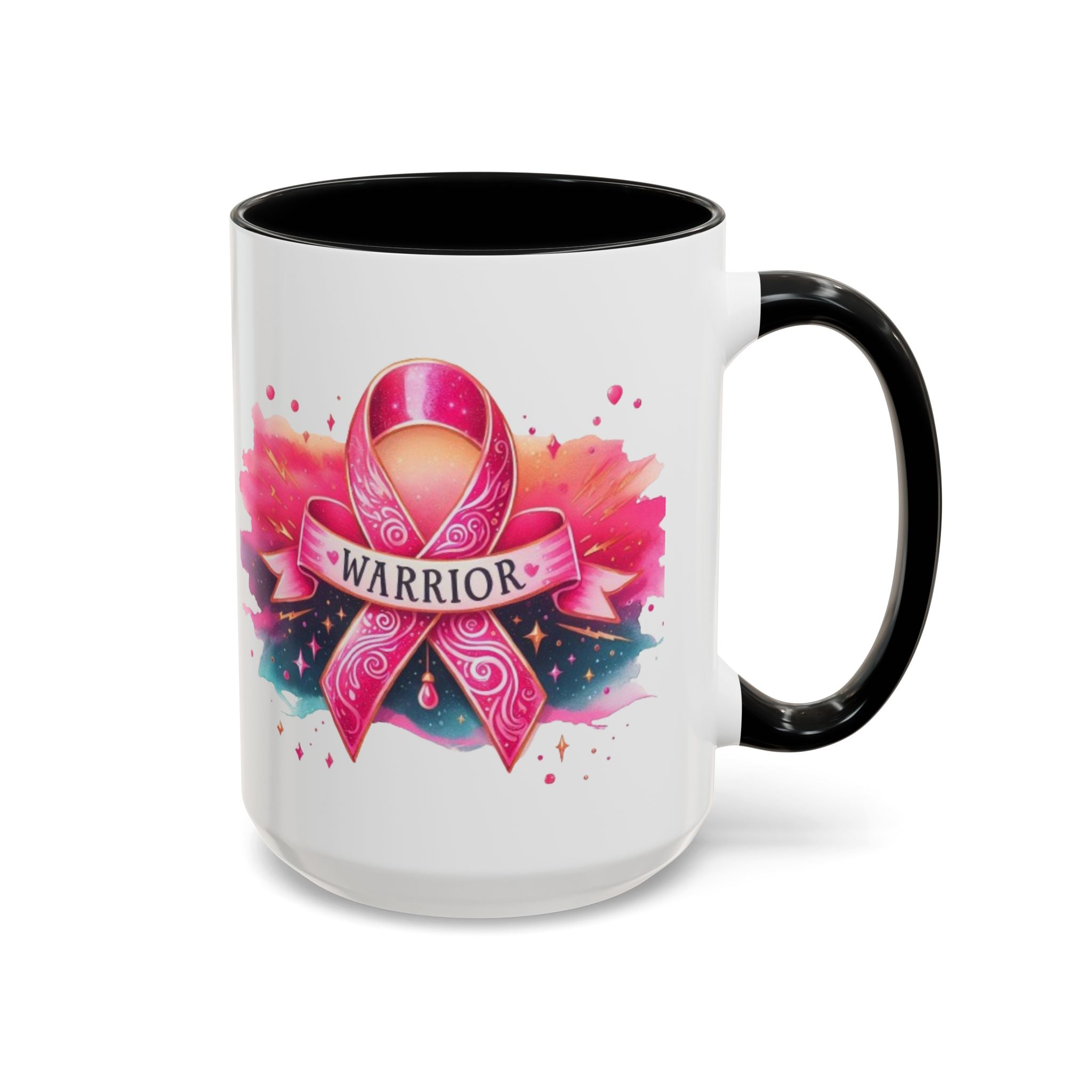 Pink Ribbon Warrior Coffee Mug, Support Breast Cancer Awareness Gift, Inspirational Mug, Cancer Survivor Merchandise, 11oz 15oz Mug